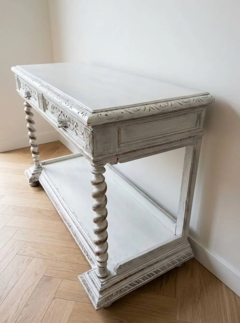 Console patinée blanc