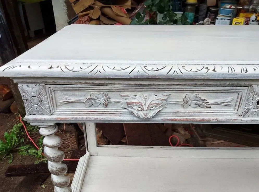Console patinée blanc