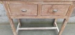 Console profonde en bois ancien avec deux tiroirs