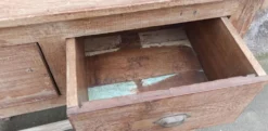 Console profonde en bois ancien avec deux tiroirs