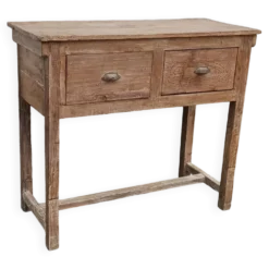 Console profonde en bois ancien avec deux tiroirs