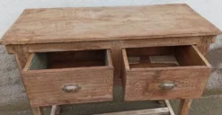 Console profonde en bois ancien avec deux tiroirs
