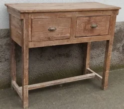 Console profonde en bois ancien avec deux tiroirs