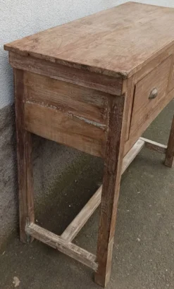 Console profonde en bois ancien avec deux tiroirs