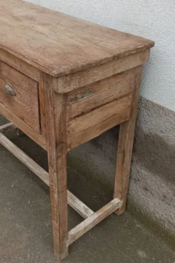 Console profonde en bois ancien avec deux tiroirs
