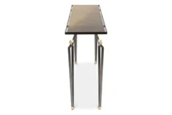 Console rectangulaire en acier et laiton. Travail contemporain.