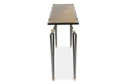 Console rectangulaire en acier et laiton. Travail contemporain.