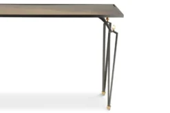 Console rectangulaire en acier et laiton. Travail contemporain.