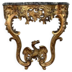 Console Régence au dragon, bois sculpté et doré, Paris vers 1720