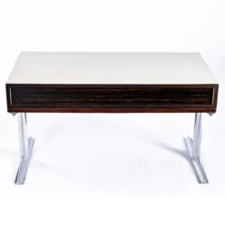 Console stéréo TV DF-2000 en palissandre, chrome et plastique rouge par Raymond Loewy.