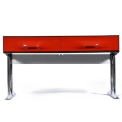 Console stéréo TV DF-2000 en palissandre, chrome et plastique rouge par Raymond Loewy.