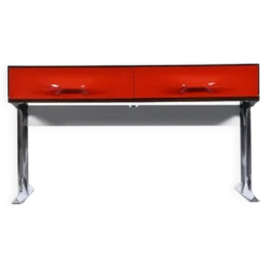 Console stéréo TV DF-2000 en palissandre, chrome et plastique rouge par Raymond Loewy.