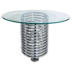 Console, table d'appoint italienne moderniste base spirale chromée par Rima, années 1970