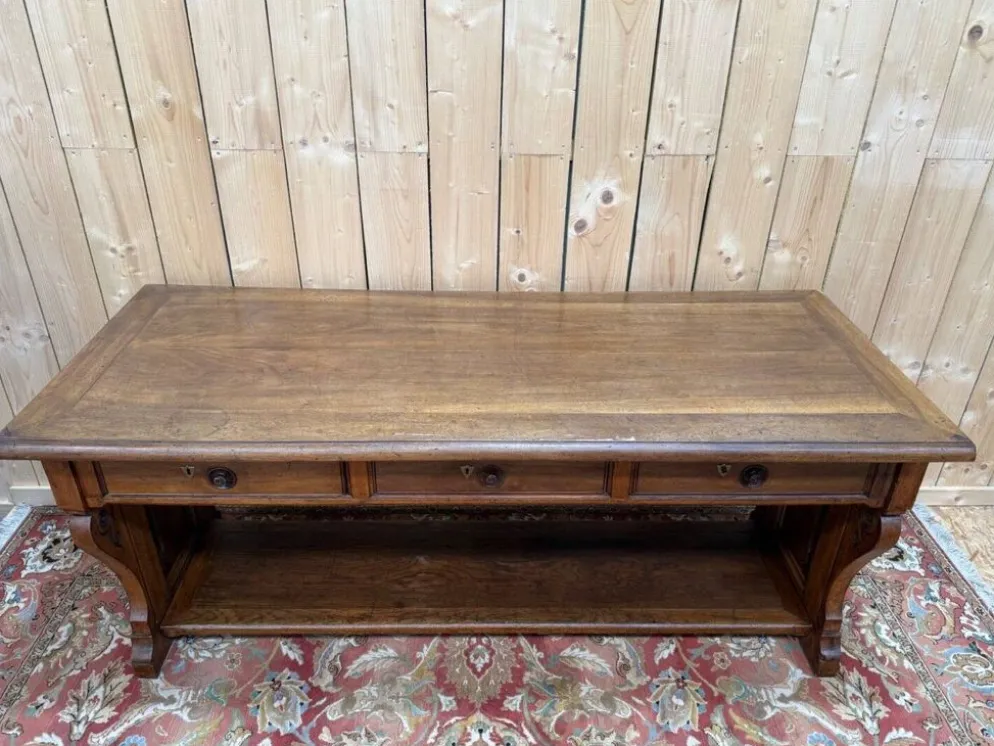Console-table de milieu Néo-Renaissance – Travail lyonnais – Noyer massif