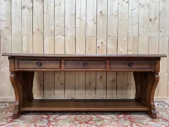 Console-table de milieu Néo-Renaissance – Travail lyonnais – Noyer massif