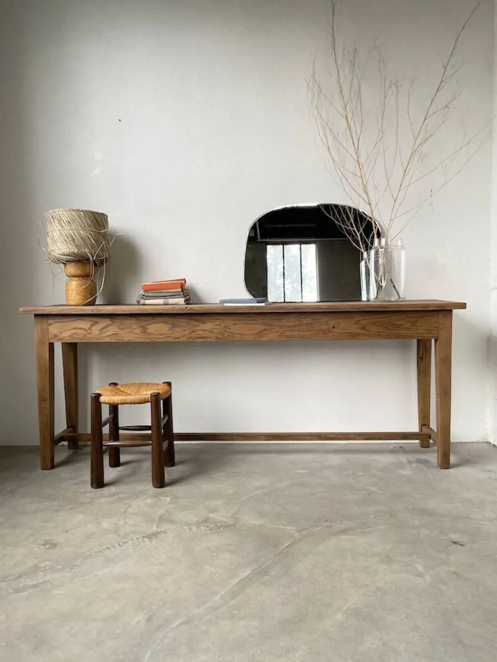 Console table de travail chêne massif 220cm