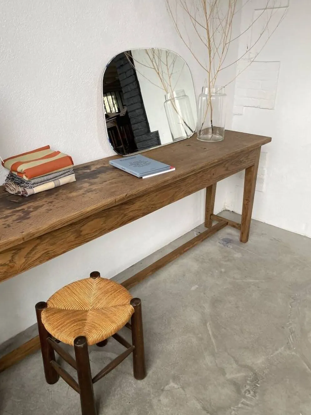 Console table de travail chêne massif 220cm