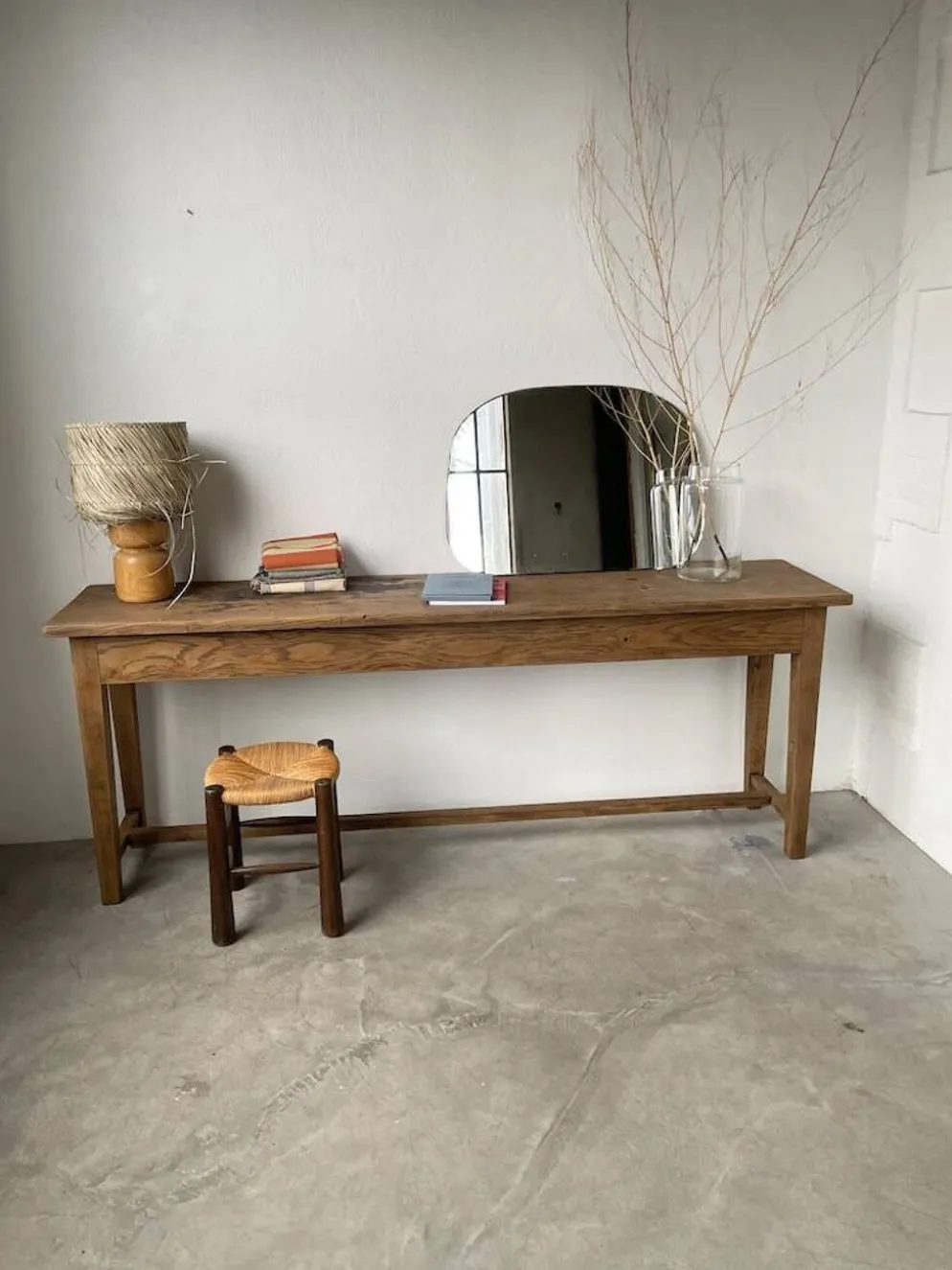 Console table de travail chêne massif 220cm