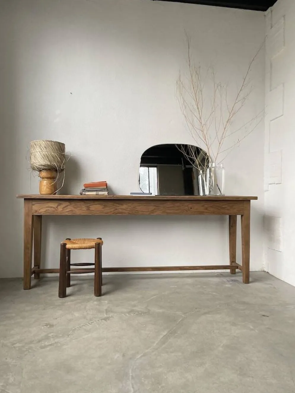 Console table de travail chêne massif 220cm