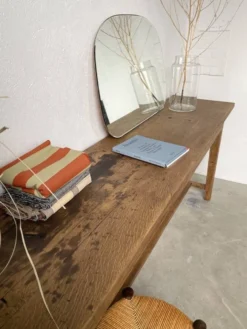 Console table de travail chêne massif 220cm