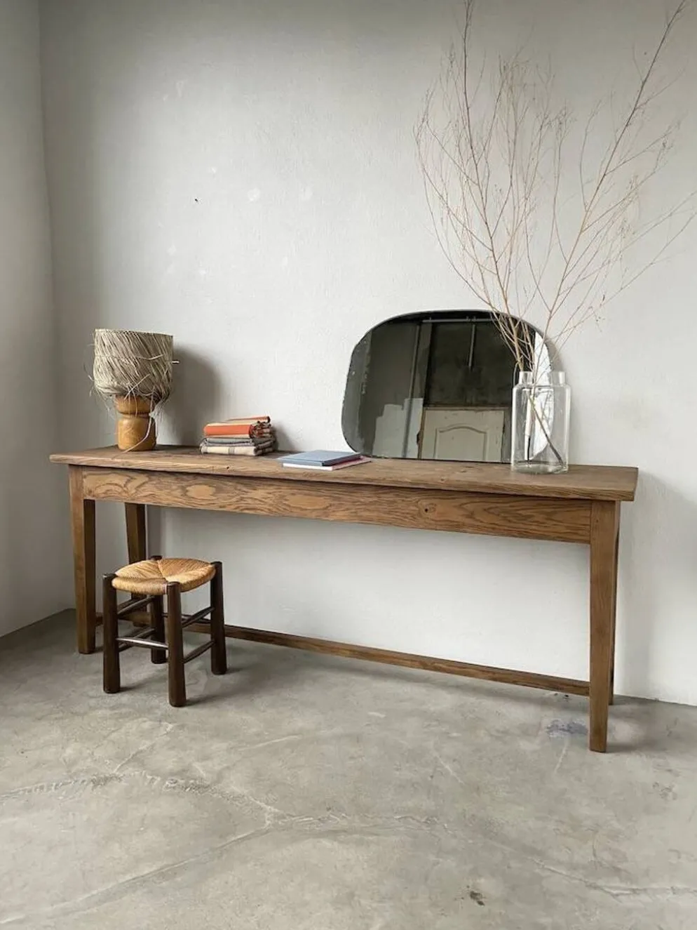 Console table de travail chêne massif 220cm