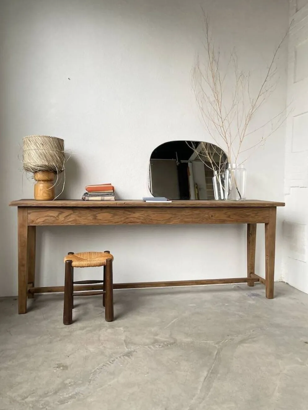 Console table de travail chêne massif 220cm