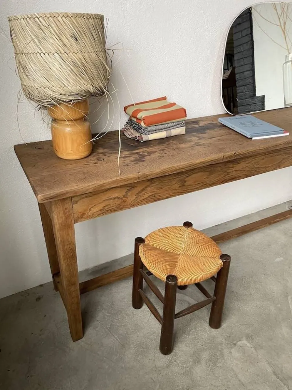 Console table de travail chêne massif 220cm
