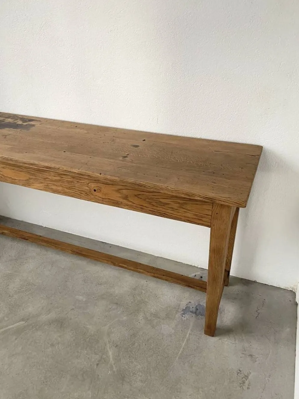 Console table de travail chêne massif 220cm