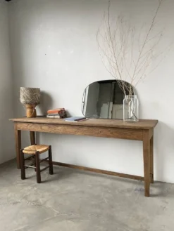 Console table de travail chêne massif 220cm