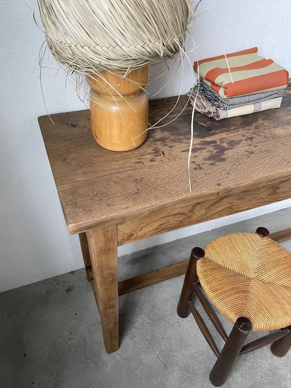 Console table de travail chêne massif 220cm