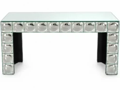 Console table en verre carreaux de miroir bombe argenté table d’entrée