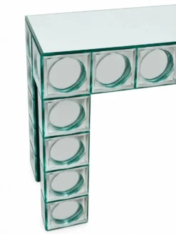 Console table en verre carreaux de miroir bombe argenté table d’entrée