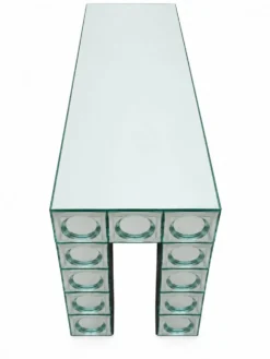 Console table en verre carreaux de miroir bombe argenté table d’entrée