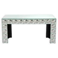 Console table en verre carreaux de miroir bombe argenté table d’entrée