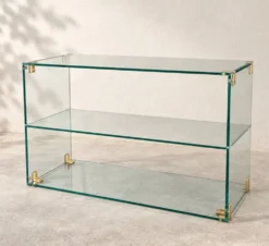 Console / étagère en verre et laiton Roche Bobois – années 1970