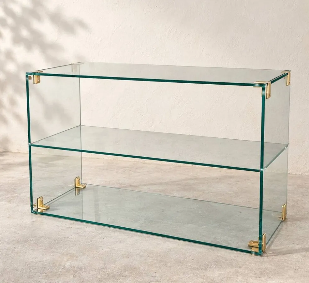 Console / étagère en verre et laiton Roche Bobois – années 1970