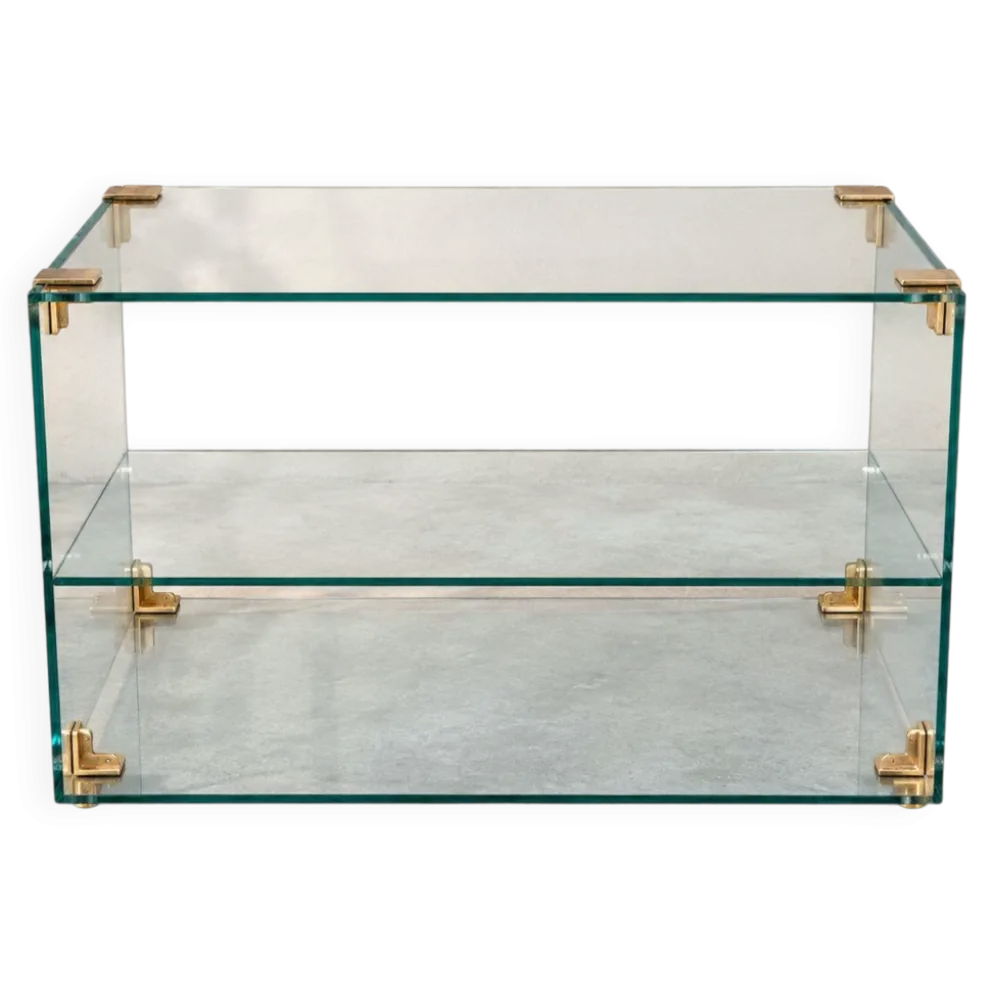 Console / étagère en verre et laiton Roche Bobois – années 1970