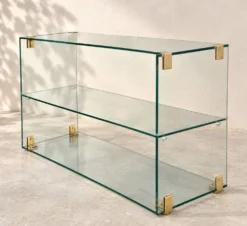Console / étagère en verre et laiton Roche Bobois – années 1970