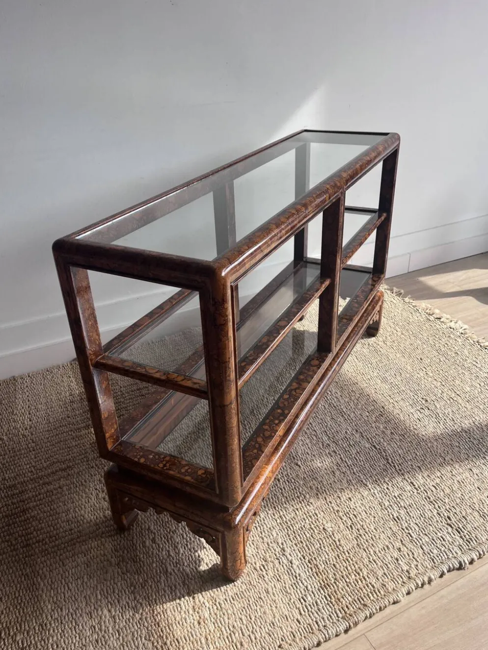 Console étagère laquée “Faux Écaille” — style Chinoiserie