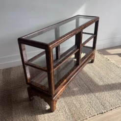 Console étagère laquée “Faux Écaille” — style Chinoiserie