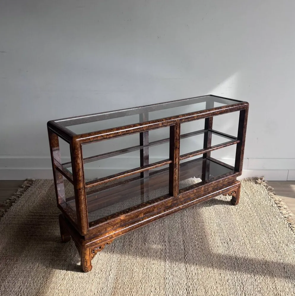 Console étagère laquée “Faux Écaille” — style Chinoiserie