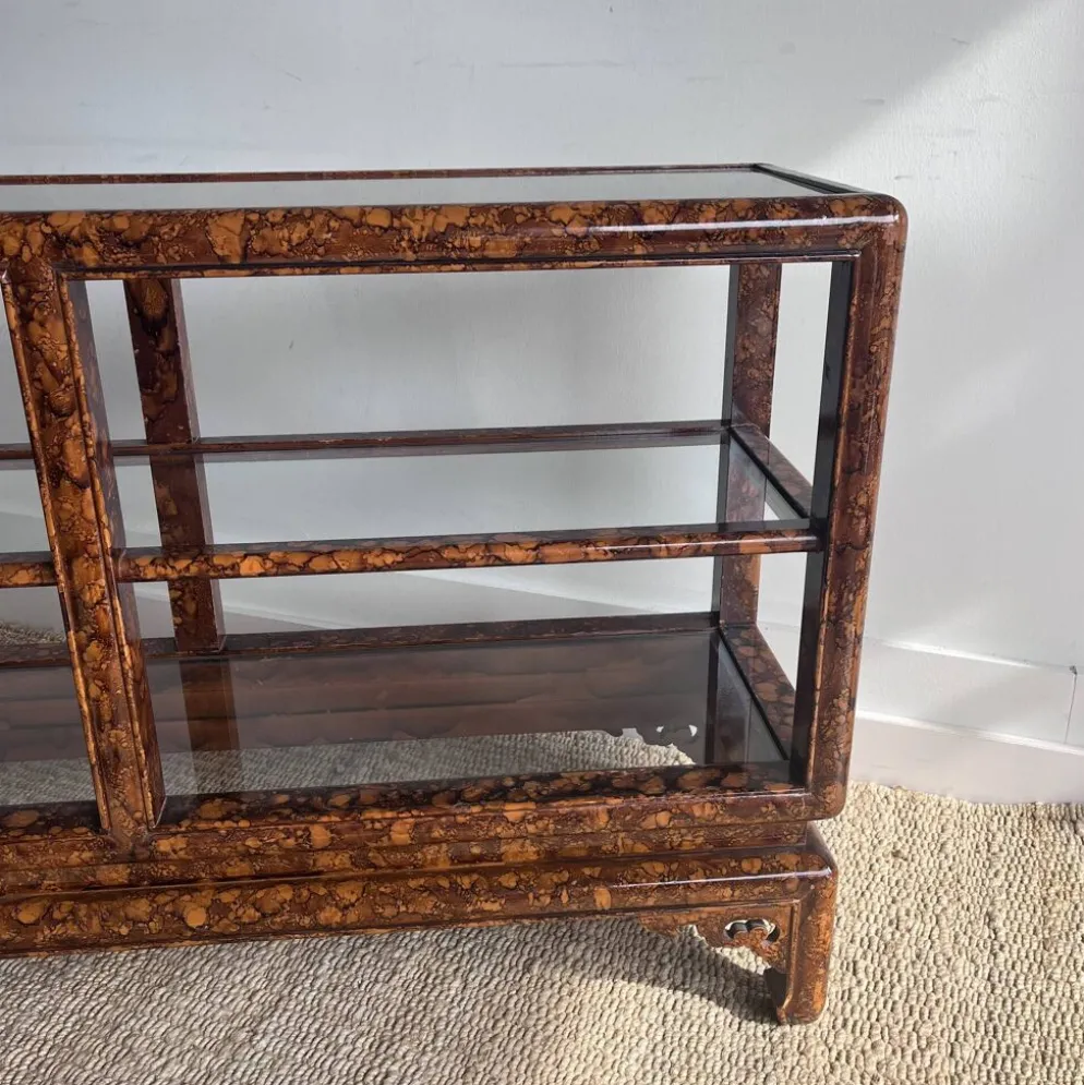 Console étagère laquée “Faux Écaille” — style Chinoiserie