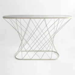 Console torsadée blanche des années 1980 Noguchi Style USA Mid Century Oval