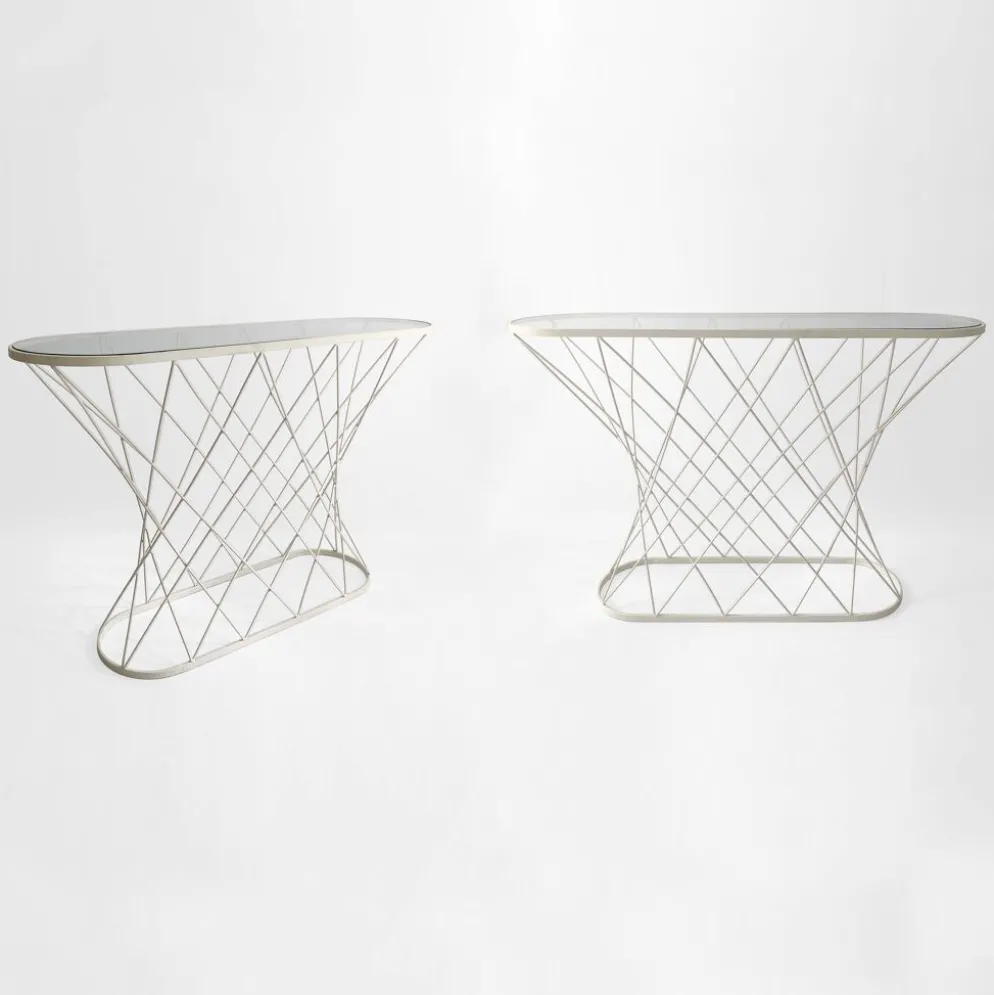 Console torsadée blanche des années 1980 Noguchi Style USA Mid Century Oval
