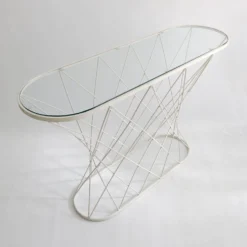 Console torsadée blanche des années 1980 Noguchi Style USA Mid Century Oval