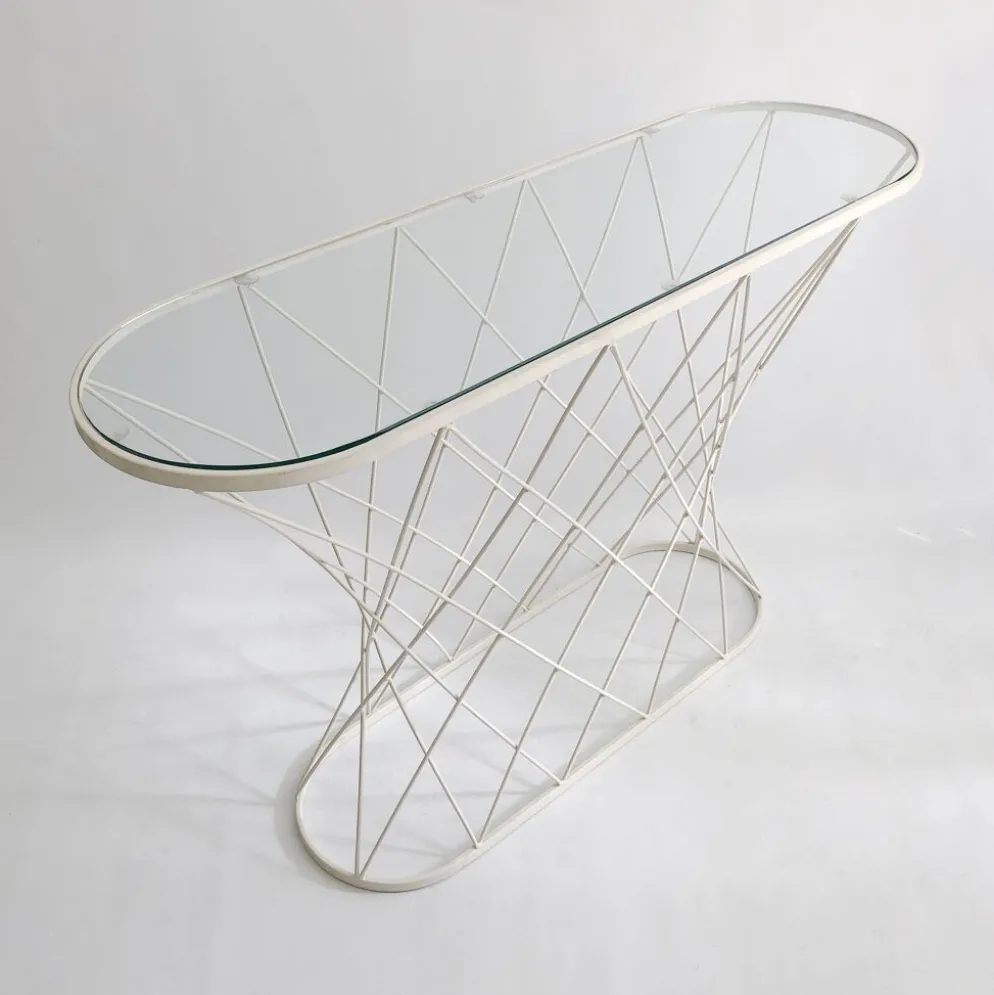 Console torsadée blanche des années 1980 Noguchi Style USA Mid Century Oval