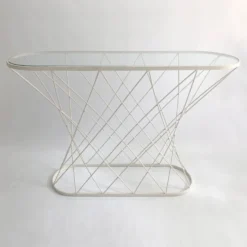 Console torsadée blanche des années 1980 Noguchi Style USA Mid Century Oval