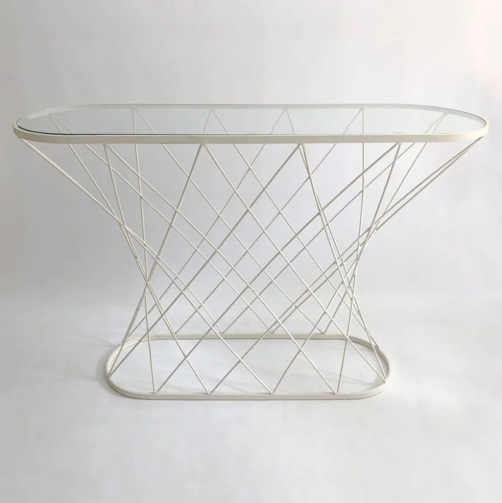 Console torsadée blanche des années 1980 Noguchi Style USA Mid Century Oval