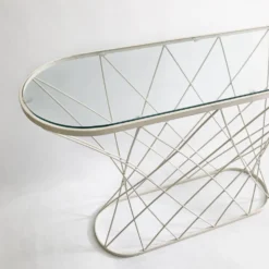 Console torsadée blanche des années 1980 Noguchi Style USA Mid Century Oval