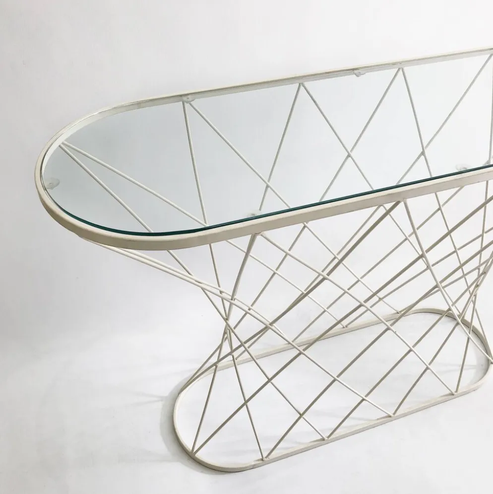 Console torsadée blanche des années 1980 Noguchi Style USA Mid Century Oval